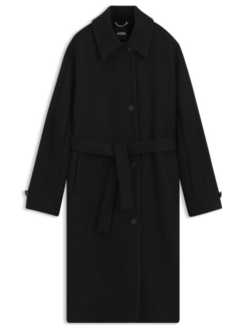 BOSS BELTED WOOL-BLEND COAT IN A RELAXED FIT