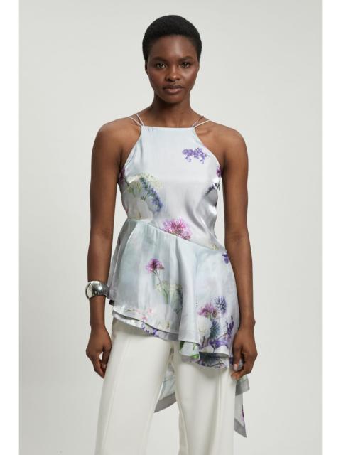 KAREN MILLEN Printed Metallic Floral Woven Top