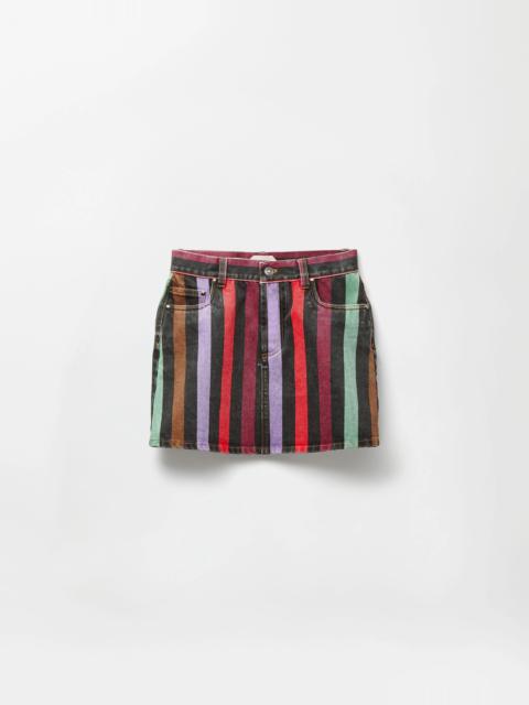 VERSACE Striped Denim Mini Skirt