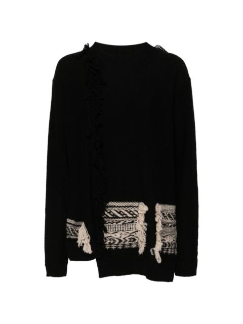 Y's fringed asymmetric jumper