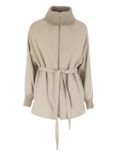 belted high-neck jacket