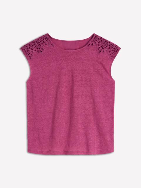 BODEN Tara Cutwork Linen Tee-Purple Damson