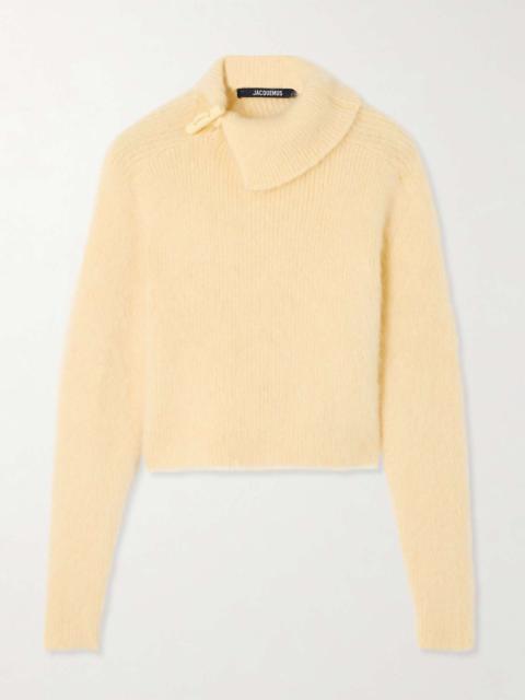 Le Pull Marina appliquéd brushed knitted turtleneck sweater