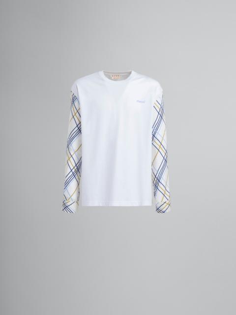 Marni WHITE T-SHIRT WITH CONTRASTING SLEEVES