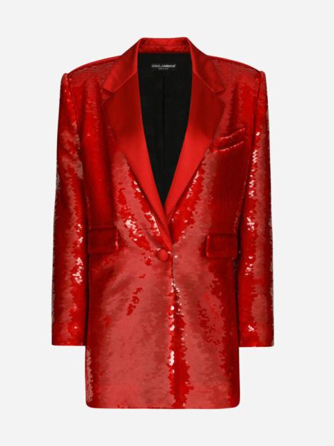 Dolce & Gabbana Single-breasted sequined jacket