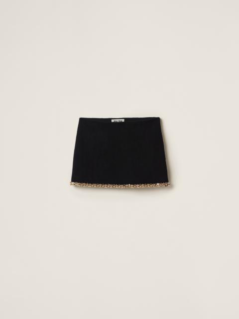 Embroidered tweed miniskirt