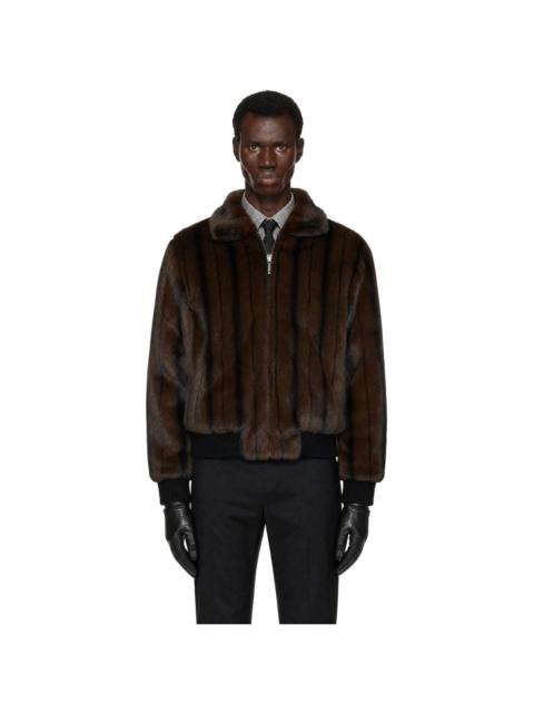 ERNEST W. BAKER Brown Faux-Mink Harrington Jacket
