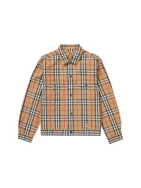 Supreme Burberry Denim Trucker Jacket Beige