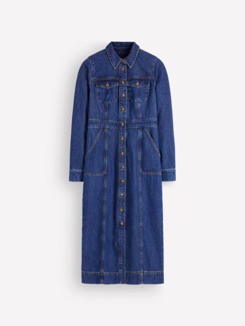 BODEN Fleur Denim Midi Dress-Mid Vintage Denim