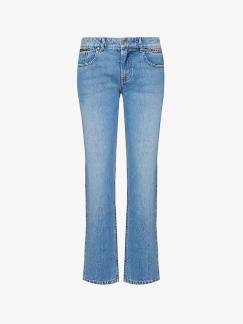 Flared-leg mid-rise jeans