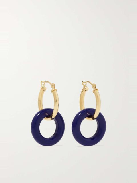 MATEO Donut 14-karat gold lapis lazuli hoop earrings