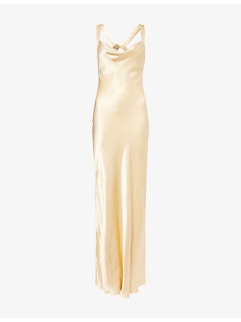 BEC + BRIDGE Gia Halterneck Satin Maxi Dress