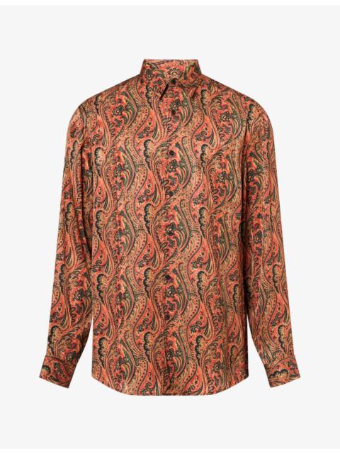 Dries Van Noten Caper Paisley Long-Sleeve Satin Shirt