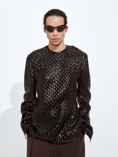 Bottega Veneta Scale Intreccio Leather Top