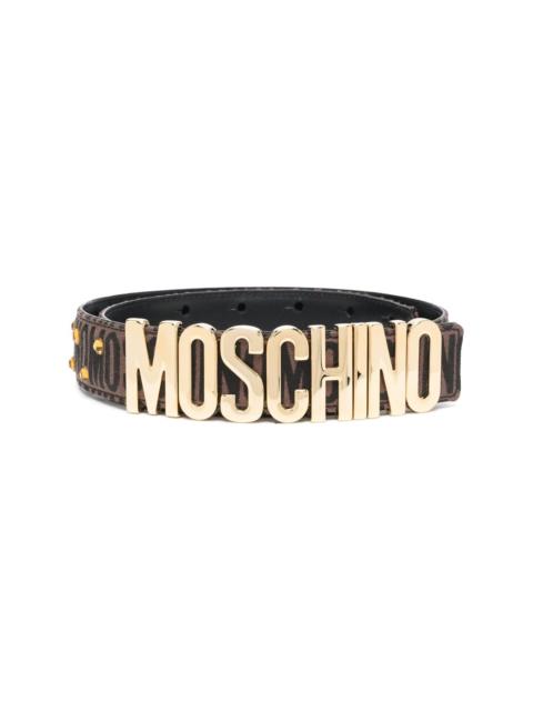 Moschino logo-plaque leather belt - Black