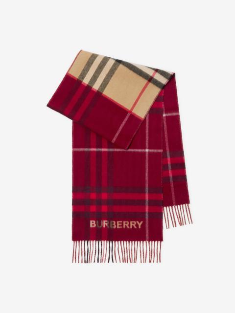 Contrast Check Cashmere Scarf