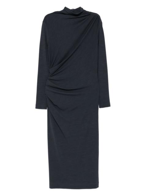 Brunello Cucinelli high-neck gathered midi dress
