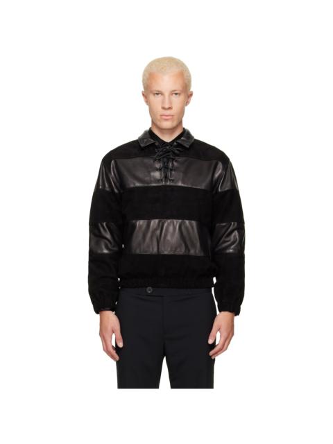 ERNEST W. BAKER Black Leather & Suede Sailor Jacket