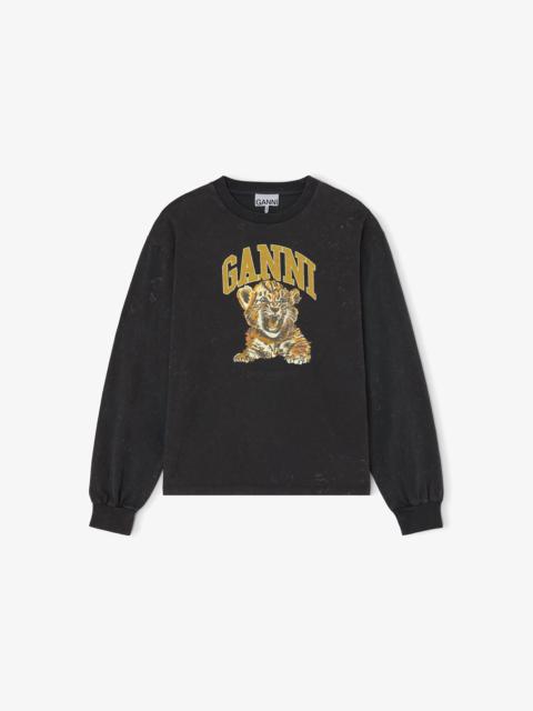 GANNI LONG-SLEEVE T-SHIRT WITH TIGER