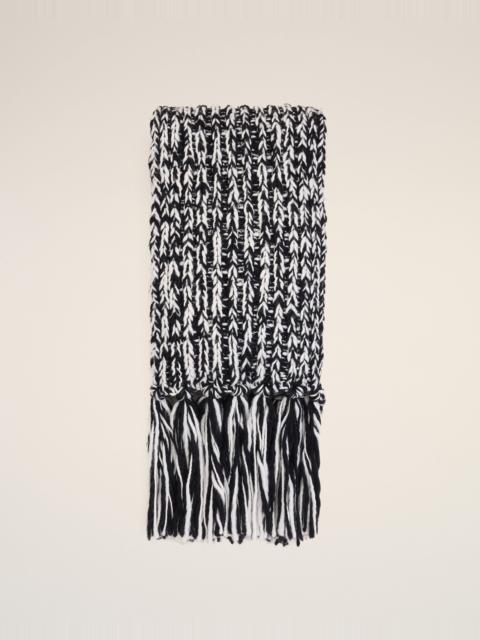 AMI Paris BICOLOR BLACK AND WHITE WOOL KNIT SCARF