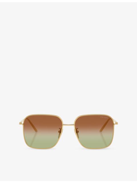 Prada PR C54SD Square-Frame Metal Sunglasses
