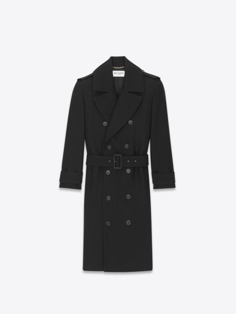 military trench coat in wool
