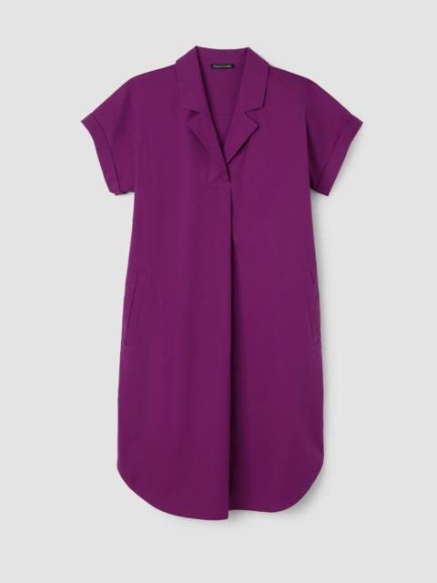 EILEEN FISHER Stretch Organic Cotton Poplin Notch Collar Dress