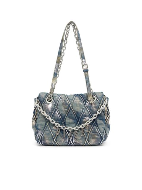 Diesel CHARM-D - SHOULDER BAG IN METALLIC-FOIL DENIM