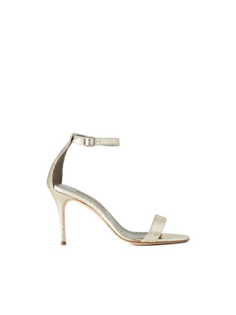 Manolo Blahnik Chaos snakeskin almond-toe sandals