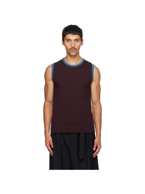 Dries Van Noten Brugundy Cotton Tank Top