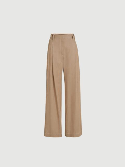 Brunello Cucinelli Denim-effect twill smart wide trousers with monili