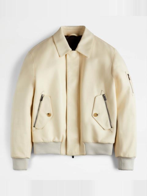 Tod's BOMBER JACKET IN NAPPA LEATHER - WHITE