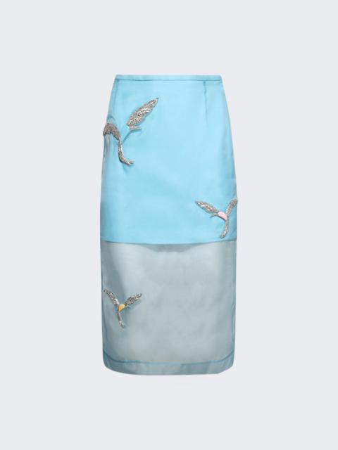 David Koma Hummingbird Embroidered Organza Midi Skirt