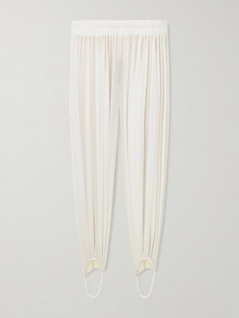 Alaïa Shirred Stretch-silk Georgette Tapered Pants