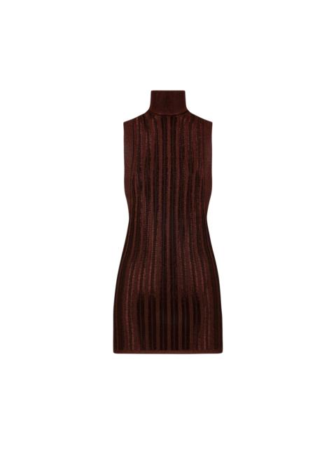 SLINKY VISCOSE AND WOOL RIB KNIT MINI DRESS