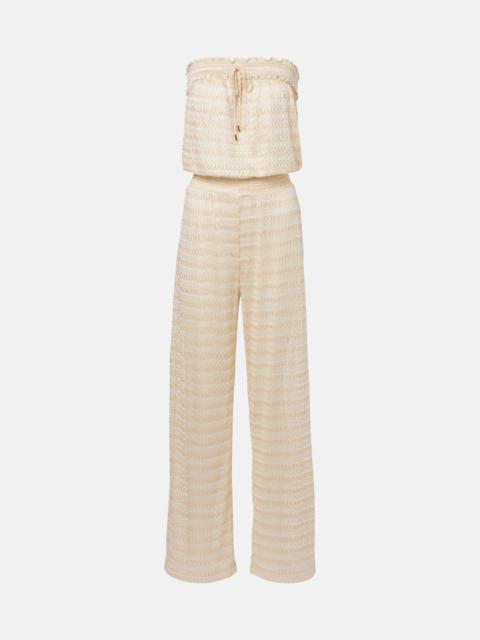 Viv knitted strapless lamé jumpsuit