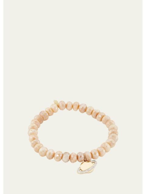 SYDNEY EVAN 14K Yellow Gold, Sand Moonstone & 0.11 TCW Diamond Beaded Bracelet
