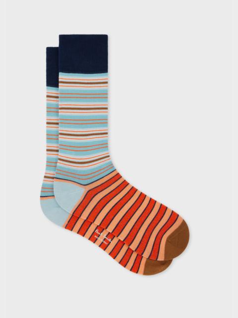 Paul Smith Blue and Orange Mixed Stripe Socks