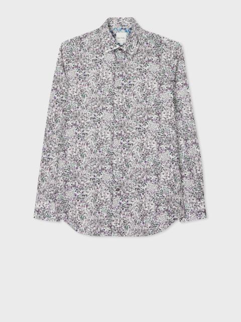 Paul Smith Tailored-Fit Mauve 'Sketch Floral' Cotton Shirt