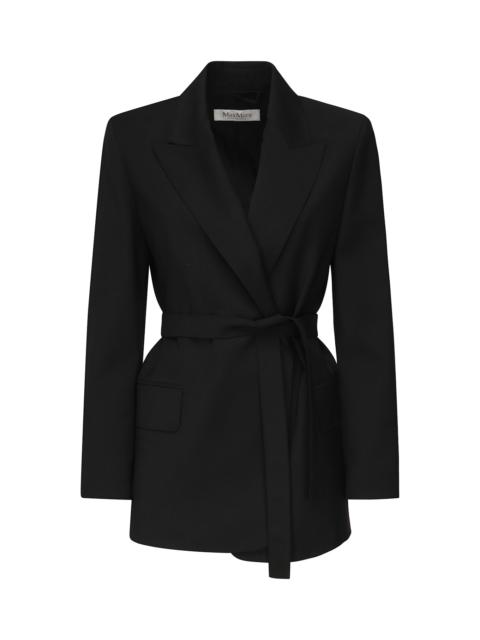 Wool Canvas Blazer With Belt