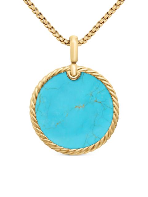 DAVID YURMAN Women's DY Elements Disc Pendant in 18K Yellow Gold - Turquoise Matrix Kingman
