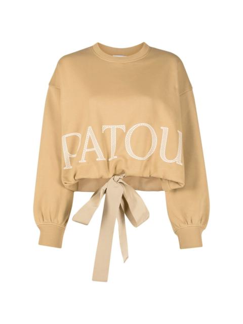 Patou bow-detail logo hoodie - Neutrals