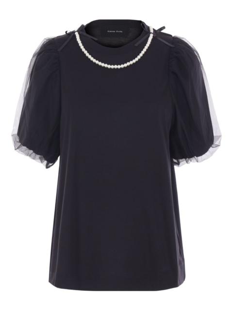 Simone Rocha pearl-embellished puff-sleeve T-shirt