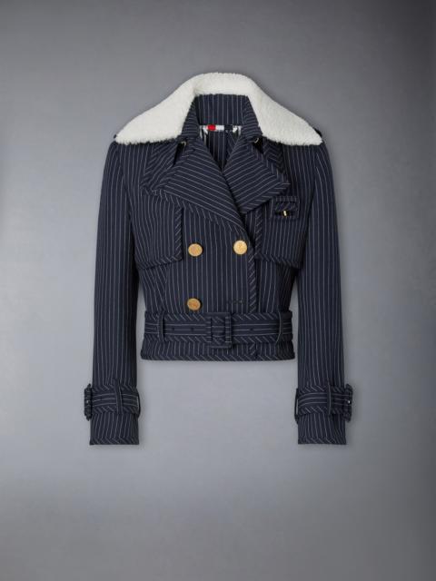 Thom Browne HIGH TWIST WOOL CROPPED TRENCH