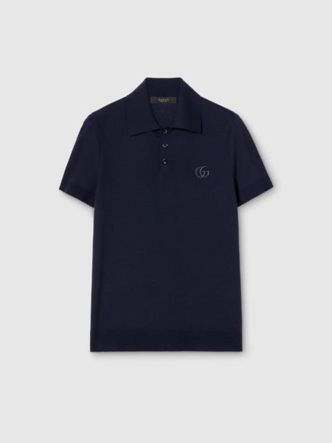 GUCCI Knit wool polo shirt with embroidery