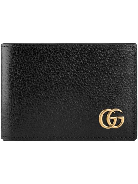 GUCCI Gucci GG Marmont Bifold Wallet Textured Calfskin Black