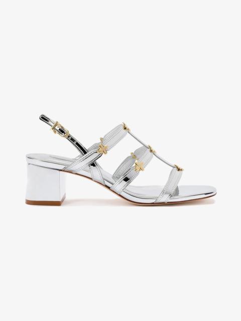 Larroudé Harmony Block Sandal In Silver Specchio
