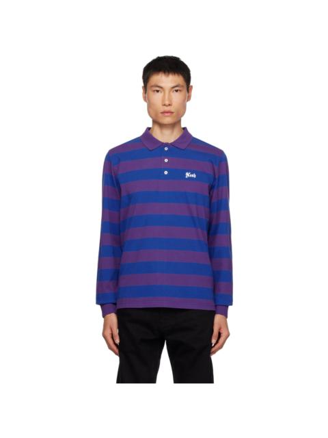 Purple & Blue Striped Long Sleeve Polo