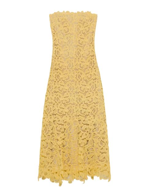 SIMKHAI Sera Floral Raffia Bustier Midi Dress