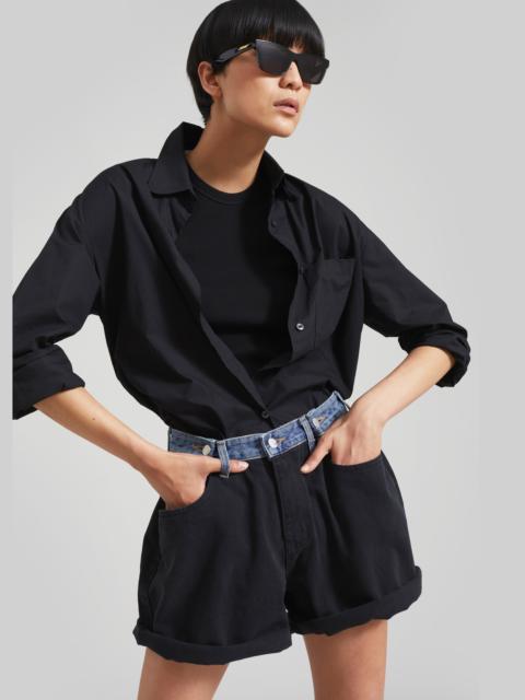 The Frankie Shop Hayla Contrast Denim Shorts - Black/Blue